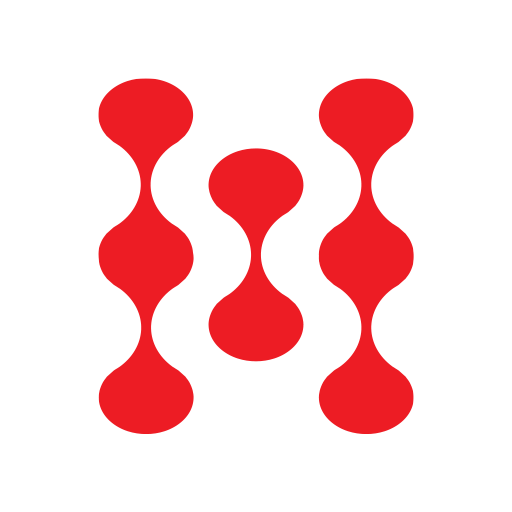 MOJO brand icon featuring red molecular-style dots forming an “M” shape.